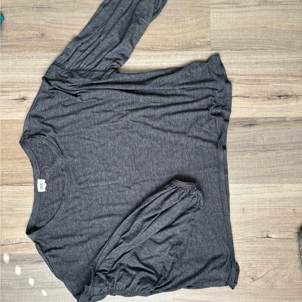 Gray Long Sleeve Top